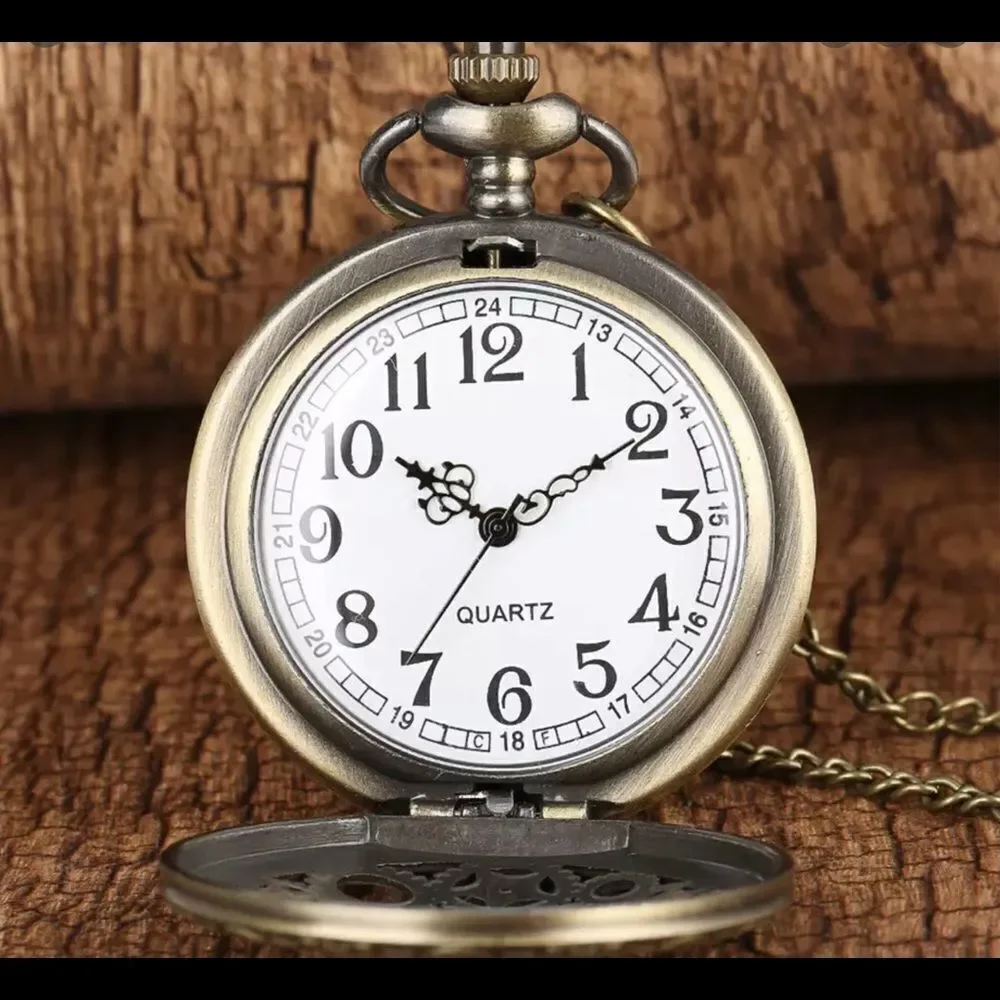 Antique Copper Steampunk Vintage Gear Quartz‎ Pocket Watch Bronze